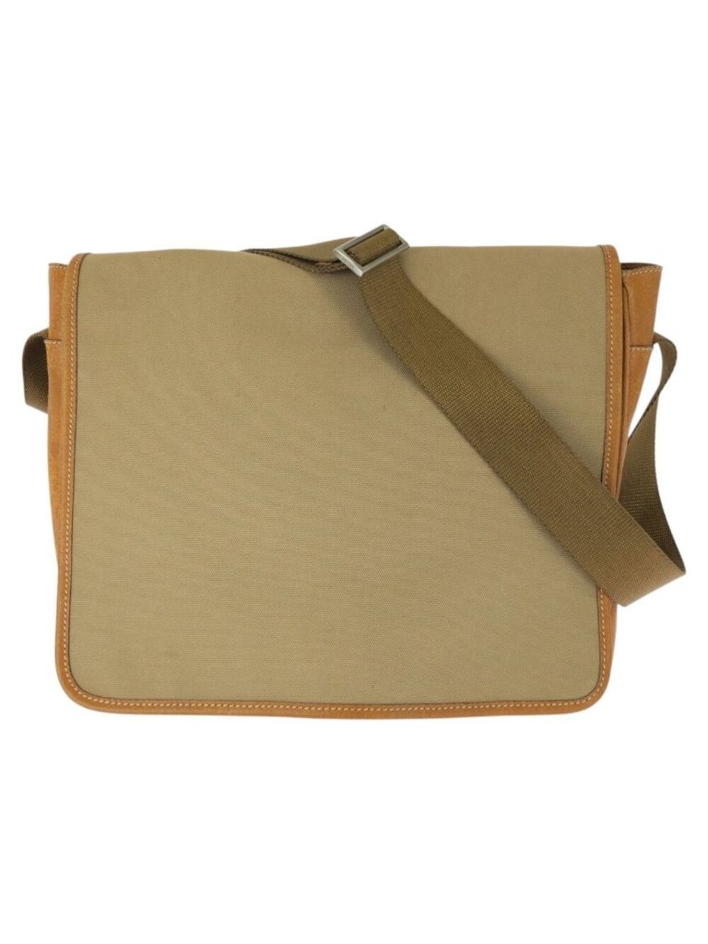 Prada Beige Brown Silver Canvas Leather Shoulder Bag